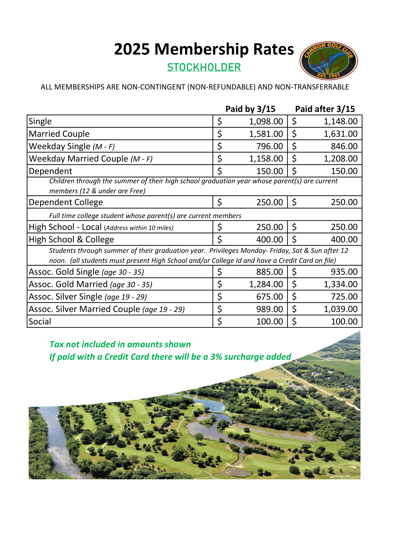 2025 membership rates