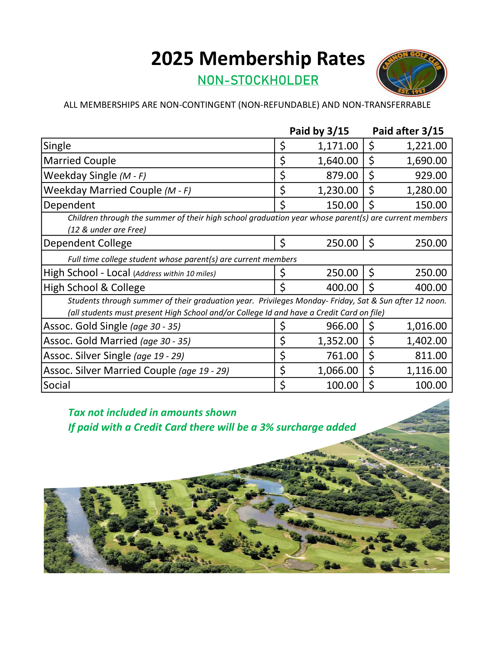 2025 membership rates